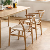 LIMHOME FSC® Chaise de salle à manger Wishbone en bois massif et cordon en papier - Aucun montage nécessaire - Naturel (laqué)