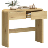 HOMCOM Table Console avec 2 Tiroirs Console 100 x 30 x 85 cm Bois Naturel