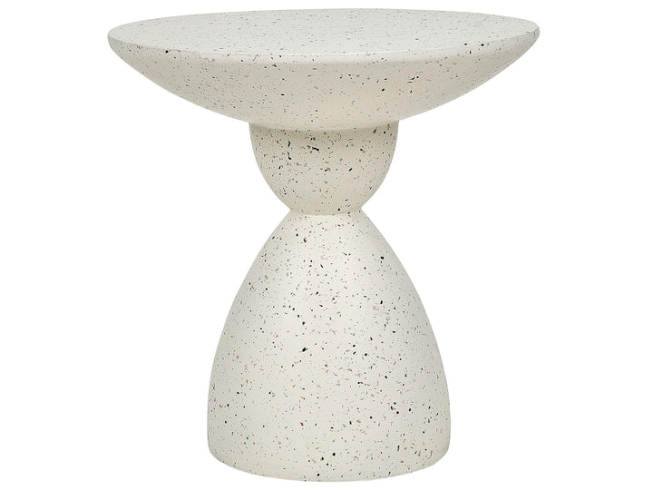 Beliani Table d'Appoint Effet Terrazzo Forme Contournée Ronde 52 cm Résistant Blanc Cassé Caffi
