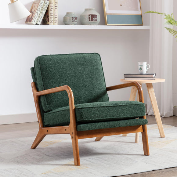 Fauteuil de salon vintage avec accoudoirs et confortable - Fauteuil TV - Fauteuil de lecture - Fauteuil de relaxation avec structure en bois - Fauteuil rembourré pour salon, chambre à coucher