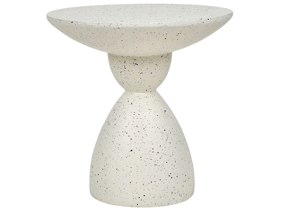 Table d Table d'Appoint Effet Terrazzo Forme Contournée Ronde 52 cm Résistant Blanc Cassé Caffi