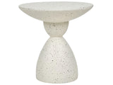 Table d'Appoint Effet Terrazzo Forme Contournée Ronde 52 cm Résistant Blanc Cassé Caffi