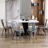 DUHOME Chaise de Salle à Manger Lot de 4 Chaise de Cuisine Empilable Tabouret en Métal Siège avec Dossier pour Bar Café Salon Restaurant, Métallique