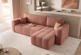 GREKPOL Canapé d'angle Convertible 145x248 à Gauche ou à Droite - Canapé 3 Places Convertible - Canapé Rose - Canapé avec Espace de Rangement - Canapé Lit - Canapé Convertible