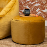 Icon Pouf Rond, Milano, Jaune, Velours, Pouf Repose Pieds, Tabouret Pouf, Salon, Chambre