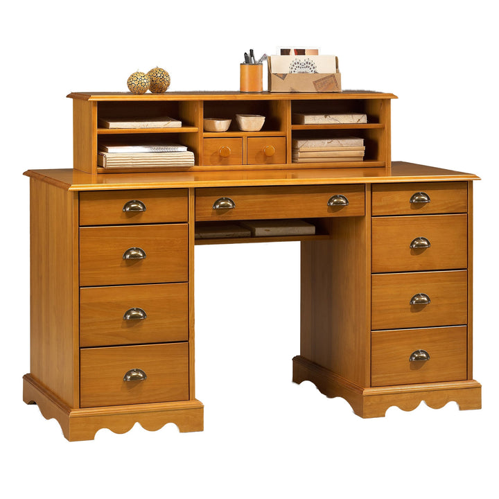 ACTUAL DIFFUSION 38504 Windsor Grand Bureau avec Rehausse Bois Miel 58,3 x 137,5 x 99 cm ACTUAL DIFFUSION 38504 Windsor Grand Bureau avec Rehausse Bois Miel 58,3 x 137,5 x 99 cm