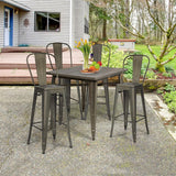 COSTWAY Lot 4 Tabourets de Bar Empilable en Métal avec Dossier Amovible, Hauteur d'Assise 76,5 CM, Pieds en Caoutchouc Antidérapants, Chaise de Bar Tolix pour Bistrot, îlot Central, Comptoir