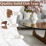 PRITIY Table basse d'appoint en verre - Table basse moderne - Table basse triangulaire (noyer + marron, 91 x 65 x 40 cm), LK155