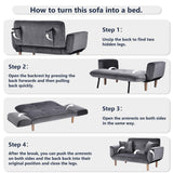 Canapé-lit inclinable en velours gris 2 places pour salon/chambre d'amis/bureau Design moderne 125 x 61 x 70 cm