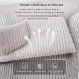 Générique Canapé-Lit Double 3,00m en Velours Côtelé Gris, Compression Vide, Mousse Haute Densité, 300x100x72cm, Design Moderne Sculptural pour Salon