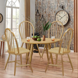 Lot de 4 chaises de salle à manger Windsor en bois d'hévéa massif avec dossier de broche, chaises de style campagnard pour cuisine, restaurant et bistrot, finition bois naturel