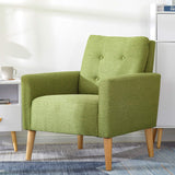 Meerveil - Fauteuil - Canapé 1 Place en Polyester avec Pieds en Bois Massif Style Scandinave pour Chambre Salon Balcon Bureau (Vert)