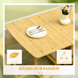 HOMCOM Table à manger pliante pour 6 personnes avec étagères - Table de cuisine et salle à manger pour petits espaces - 149,5 x 80 x 73,5 cm - Naturel