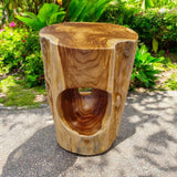 Kinaree Table d'appoint Salavan en Bois de Racine - Tabouret en Teck Massif de 42 cm - Convient comme Support de Fleurs ou Table de Chevet pour Le Salon