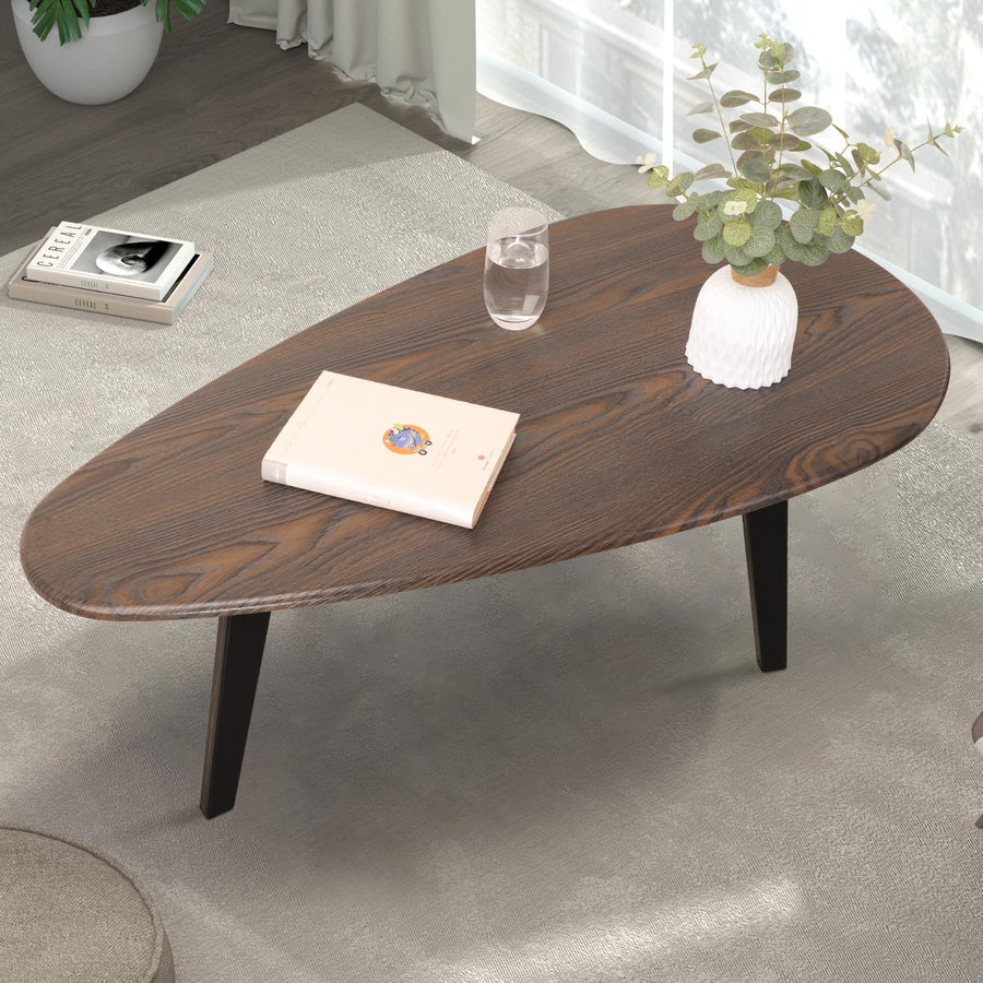 WDSHIYI Grande table basse ovale moderne du milieu du siècle pour salon, centre minimaliste, noyer et noir, 274,3 x 144,2 x 101,6 cm