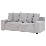 Beliani Canapé 3 Places en Velours Côtelé Gris Clair Rembourrage Épais en Mousse Ultra Confortable Idéal pour Salon Moderne et Industriel