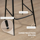 HOMCOM Lot de 2 tabourets de Bar Assise en Similicuir Hauteur 76 cm avec Repose-Pieds en Acier et Dossier Design Vintage - Marron