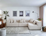 Lisa Design - Canapé Modulable d'angle Droit - Colombine en Velours Côtelé - Sofa Beige 5 Places - Salon