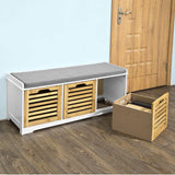 SoBuy FSR23-WN Banc de Rangement avec Coussin Rembourré et 3 Cubes Meuble d'Entrée Commode à Chaussure Banquette Meuble de Rangement Confortable