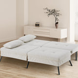COMHOMA Canapé-lit avec Fonction de Couchage - Housse futon Convertible - Canapé d'angle - Canapé d'invité 3 Places - avec Dossier réglable en Velours côtelé Beige