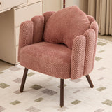 Ckaff Fauteuil de Salon avec Coussin, Fauteuil Coiffeuse avec Dossier Pétale, Chaise Coquillage avec Pied Bois Chaise Coiffeuse Coussin Confortable pour Salon Bureau Chambre (Rose, Lot de 1)