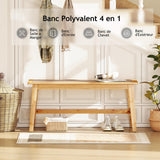 RELAX4LIFE Banc Chaussures Entrée 100 CM en Rotin, Banc Salle à Manger en Bambou Amana Cannage avec Tissé à la Main, Banquette, Bout de Lit pour Entrée Cuisine Salon Chambre Naturel