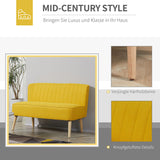 HOMCOM Canapé 2 Places en Tissu Canapé rembourré Canapé Double Siège Canapé Lounge Bois Mousse Jaune 117 x 56,5 x 77 cm