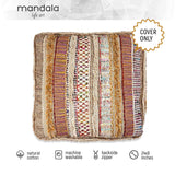 Mandala Life ART Coussin de Sol Bohème - Mélange Pure Laine et Coton - Remplissage Non Inclus - 60x20cm - Pouf Pouf Patchwork Fait Main Pouf Pouf