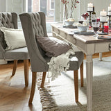 Loberon Sudbury Chaise - Housse Durable de Grande qualité - Style Vintage grâce au matelassage Chesterfield, Gris