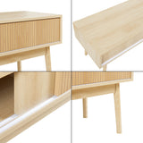 [en.casa] Meuble TV Design Scandinave avec 2 Portes Coulissantes Passe-Câbles Banc Télévision avec Espace de Rangement Panneau de Particules MDF Bois de Pin 115 x 40 x 48 cm Effet Chêne