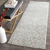 Safavieh Tapis Chevron pour Salon, Salle à Manger, Chambre à Coucher - Collection Adirondack - Poils Courts - Ivoire et Anthracite - 155 x 229 cm