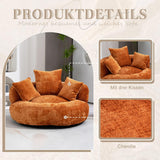 KOMHTOM Gros Pouf Canapé, Pouf Fauteuil Canapé pour Les Paresseux, avec 3 Coussins, sans Installation, Idéal pour Chambre, Salon ou cinéma Maison (Orange-Chenille)