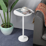 Smusei Table Basse Ronde Noire avec Base en Marbre - Table d'Appoint de 32 cm pour Canapé, Salon, Chambre à Coucher et Petit Espace - Blanche