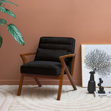 sweeek - Fauteuil scandinave Bois d'hévéa et Velours Noir