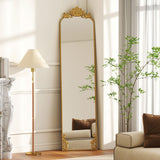 HOMCOM Miroir Pleine Longueur accroché/appuyé Baroque 50x160 cm Ton Or