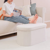 Bonlife Banc de 76 cm avec Espace de Rangement, Coffre Pliable, BoîTe de Rangement, Repose-Pieds Elliptique, 76 X 38 X 38 cm, Blanc