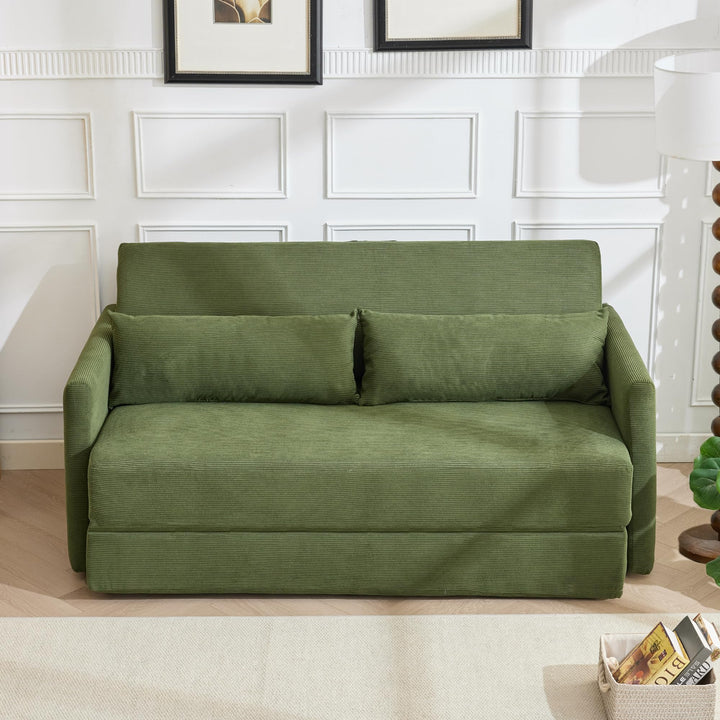 Canapé convertible 165 x 92 x 82 cm, canapé lit 2 places avec matelas en mousse, tissu velours côtelé, canapé compressible pliable 2 en 1 avec poches latérales - Idéal pour les petits espaces, Vert Canapé convertible 165 x 92 x 82 cm, canapé lit 2 places avec matelas en mousse, tissu velours côtelé, canapé compressible pliable 2 en 1 avec poches latérales - Idéal pour les petits espaces, Vert