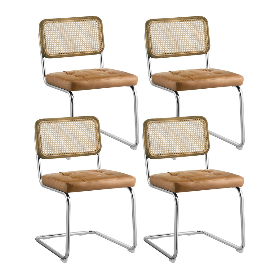 Zouron Chaises De Cuisine en Rotin Lot de 4, Chaises De Salle à Manger Modernes du Milieu du SièCle, Chaises De Cuisine sans Accoudoirs avec Dossier en Rotin Tressé, Pieds en MéTal, Marron Zouron Chaises De Cuisine en Rotin Lot de 4, Chaises De Salle à Manger Modernes du Milieu du SièCle, Chaises De Cuisine sans Accoudoirs avec Dossier en Rotin Tressé, Pieds en MéTal, Marron