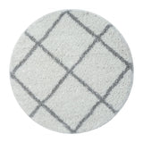 VIMODA Poils Longs Shaggy Tapis Rugueuse Design Crème Gris Moderne - Blanc, 120x170 cm