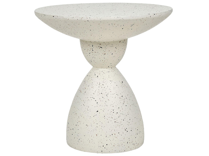 Beliani Table d Beliani Table d'Appoint Effet Terrazzo Forme Contournée Ronde 52 cm Résistant Blanc Cassé Caffi