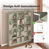 HOMCOM Bibliothèque 6 Niveaux 17 Compartiments 149 x 23,6 x 188 cm Vert