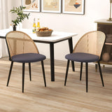 Giantex Lot de 2 Chaises de Salle à Manger en Rotin sans Accoudoirs, Dossier en Rotin, Pieds en Métal, Chaise de Cuisine Moderne Rembourrée du Milieu du Siècle, Chaises d'Appoint pour Salon, Café