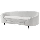 Canapé Glamour en Tissu Forme Courbée Pieds Noirs en Métal Blanc Cassé Savar