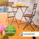 Casaria® Set de Meubles de Balcon 1 Table et 2 chaises Pliable en Bois d'Acacia Ensemble extérieur Salon de Jardin terrasse