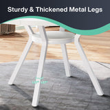 Table de Salle à Manger Ronde avec Plateau Effet MDF,120 * 120 * 75cm, avec Quatre Pieds en Métal, Blanche,Rétro Scandinave Parfaite (Blanche)