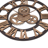 ACCSHINE 3D Horloge Murale Grand Classique Vintage en MétalSilencieux Rétro Vitesse Pendaison Horloge Chiffre Romain Horologes Style Européen Steampunk Décor Industriel pour Salon, Bar,d'or,60 cm