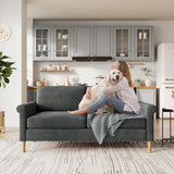 Vesgantti Canapé 2 Places en Tissu Velours Gris, 165cm Style Moderne Scandinave pour Salon, Appartement, Petit Espace, Pieds Bois Massif, 168x88x75
