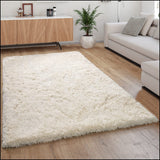 Paco Home Tapis Poils Hauts Moelleux Moderne Shaggy Style Flokati Confortable Uni Blanc, Dimension:120x160 cm