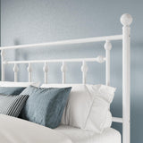 MUTICOR Lit métal 140x200 cm avec tête et Pied de lit, Rangement, Blanc