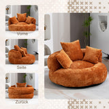 KOMHTOM Gros Pouf Canapé, Pouf Fauteuil Canapé pour Les Paresseux, avec 3 Coussins, sans Installation, Idéal pour Chambre, Salon ou cinéma Maison (Orange-Chenille)
